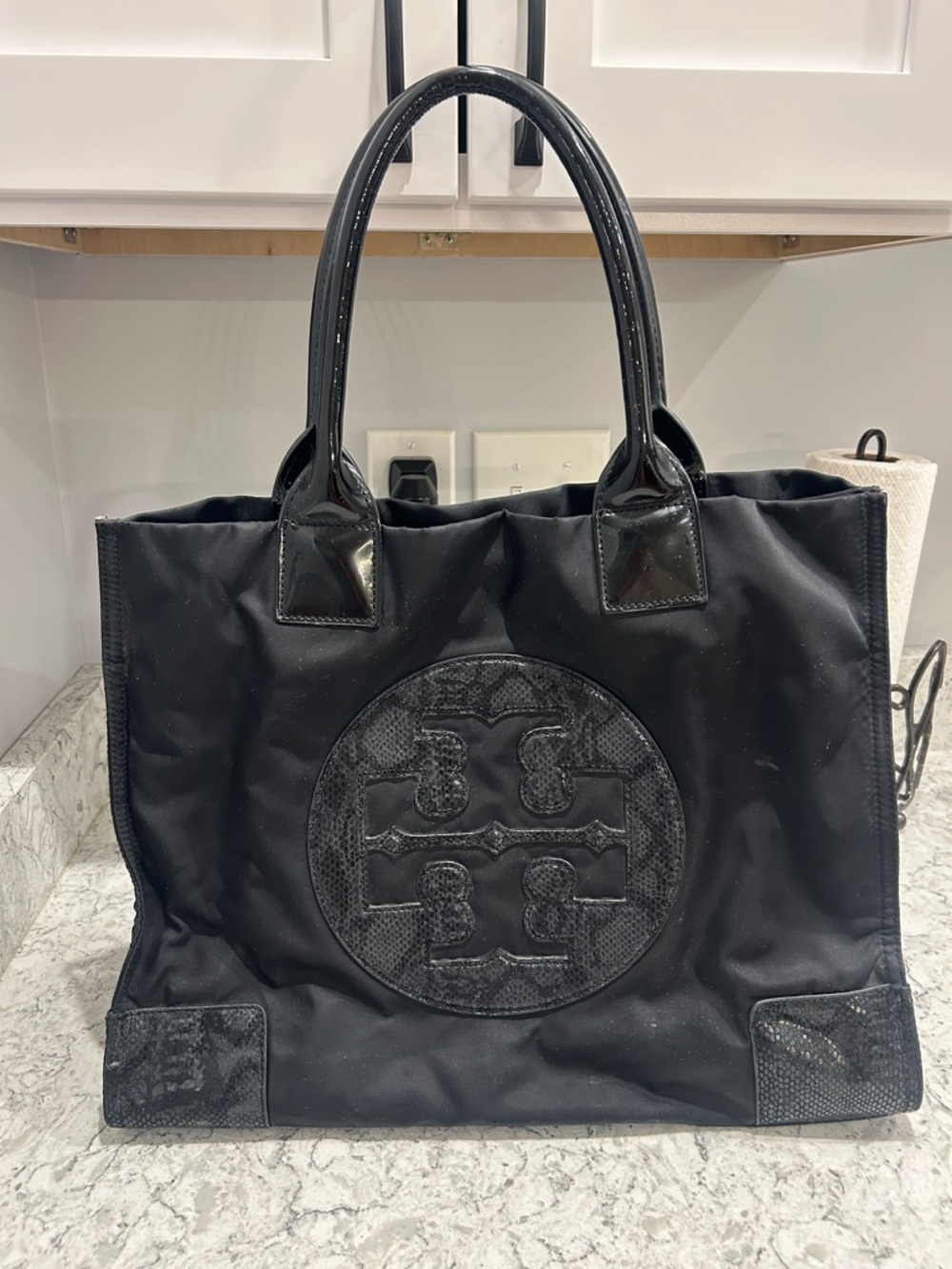 Tory Burch Nylon Large Black Ella Tote